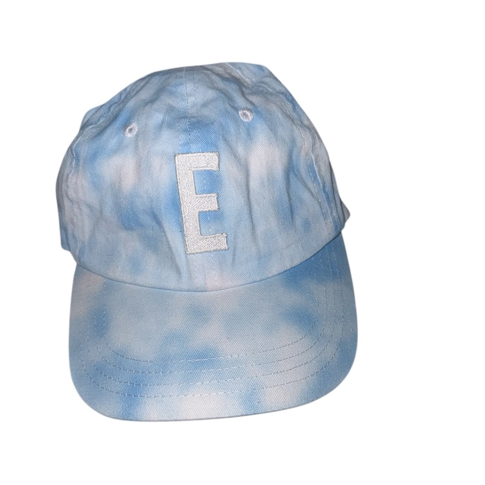 Kids Light Blue Tie-Dye Cap with Initial 'E'
